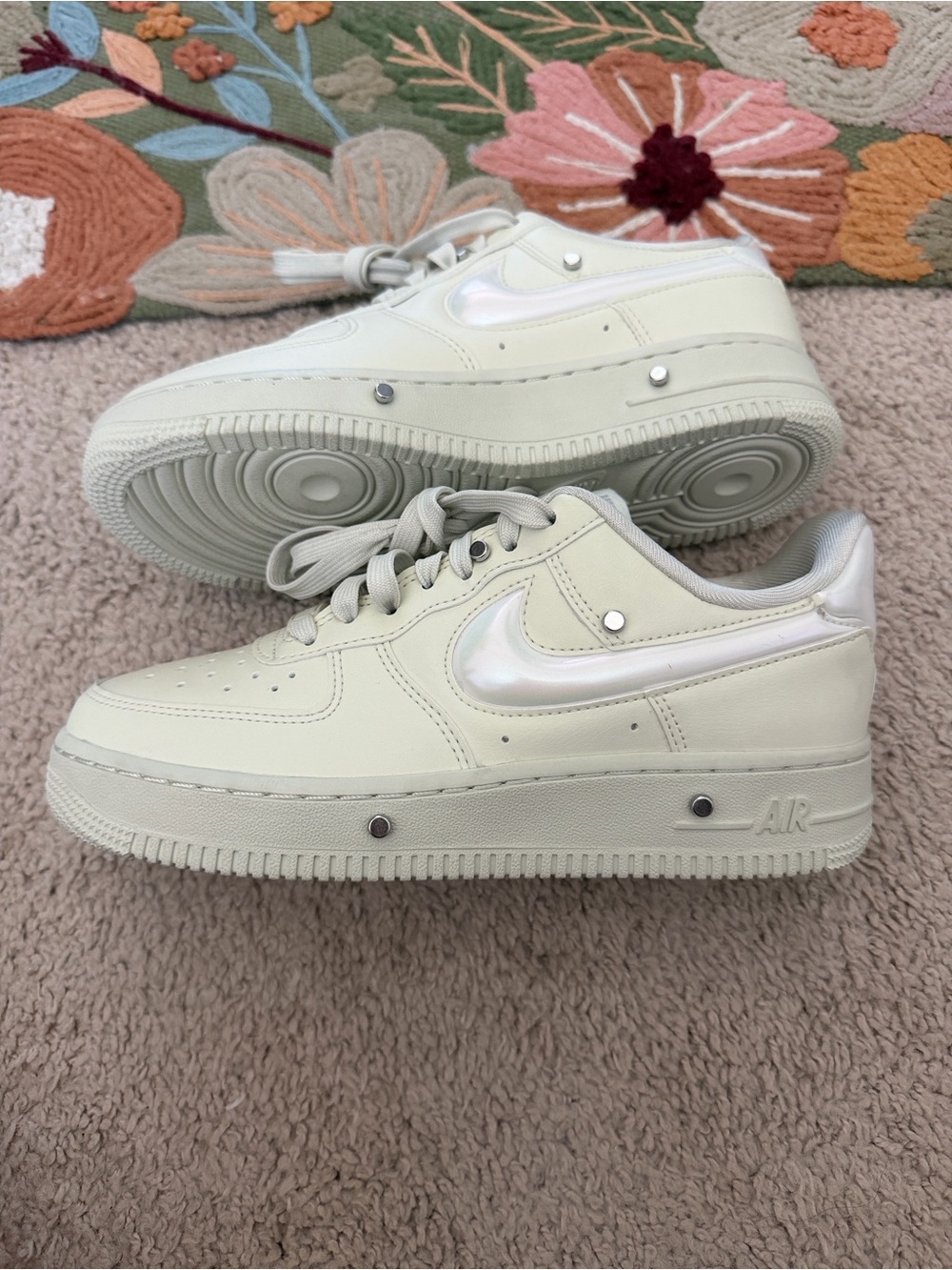 Never worn! Nike Studded Air Force 1 with Chrome Swoosh